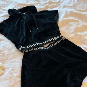 Alexander Wang Black Hoodie and Shorts Set